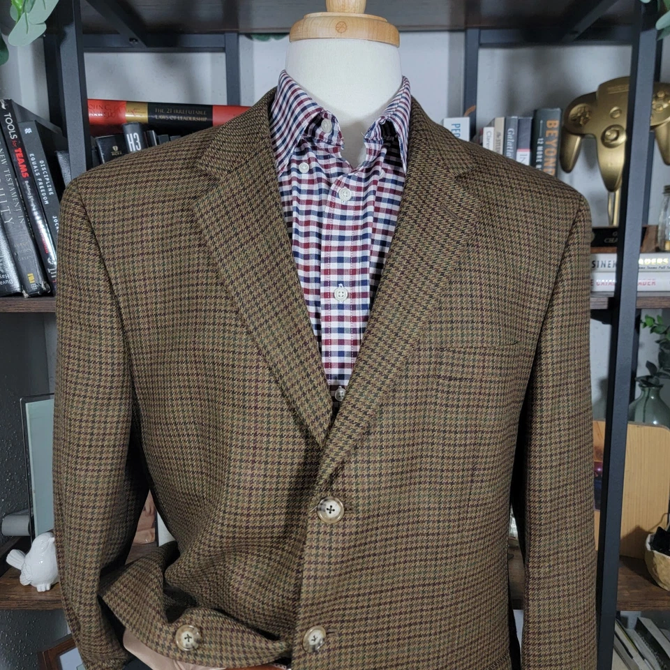 Abrigo deportivo de franela de tres botones de lana pata de gallo talla 44L Lauren Ralph Lauren para hombre Foto 2 de 4