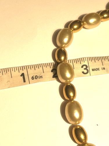 Vintage Napier Goldfarben Oval Gold Creme Kunstperlen Perlen Statement Halskette - Bild 15 von 18