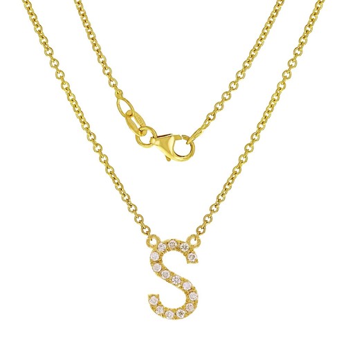 14k Yellow White or Rose Gold Diamond Initial Letter S Pendant Necklace 18" - Picture 11 of 18