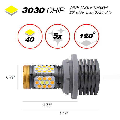 ERROR FREE TYPE 2 SWITCHBACK 1157 WHITE-AMBER Front TURN SIGNAL LED BULBS - Picture 2 of 8