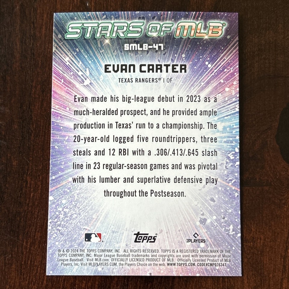 2024 Topps Series 2 Stars of MLB SMLB47 Evan Carter Texas Rangers