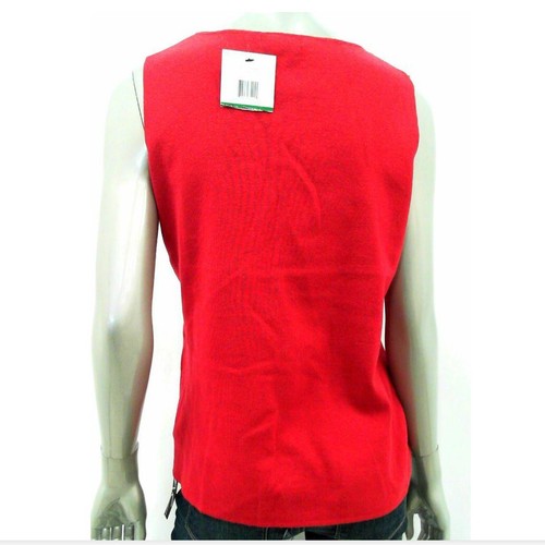 Mercer Street Studio Women Top Shirt Blouse L Red Sweater Knit Tank Sequin - Picture 3 of 3