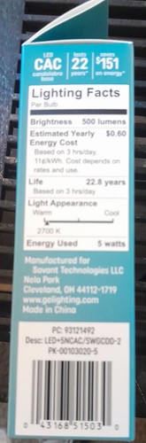 GE Dusk to Dawn LED CAC Candelabra Base Soft White 60W Light Bulbs 6 Pack - Picture 2 of 4