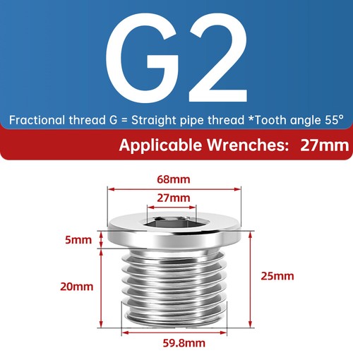 Verschlussschraube DIN 908 Edelstahl V2A Metrisch/Zoll Blindstopfen M8-M48 1"-2" - Bild 15 von 74