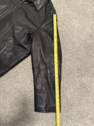 Vintage MOORES Mens Size 3XLT Black Leather Lambskin Jacket Coat - Picture 13 of 16