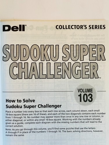 Lot of 2 - 16 grid SUDOKU SUPER CHALLENGER Sunday Size DELL Penny Press  102 103 - Picture 3 of 5