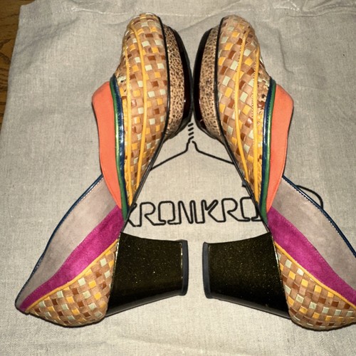 KRON BY KRONKRON BUNTE WILDLEDER-PUMPS GEWEBT 37 485 $ - Bild 7 von 9
