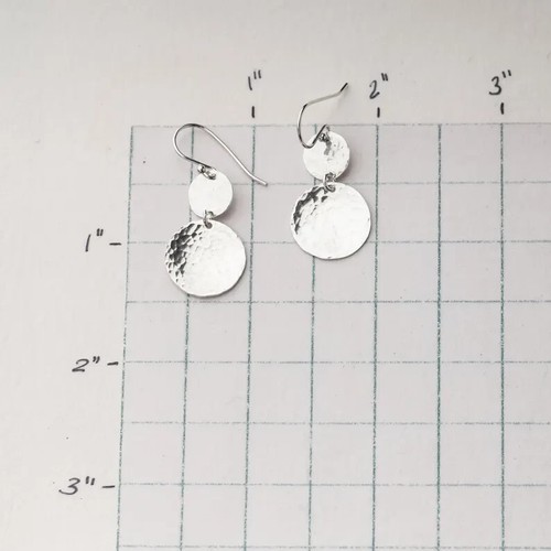 Hammered Disc Earrings Sterling Silver Everyday Earrings Handmade Jewelry Gift - Picture 3 of 5