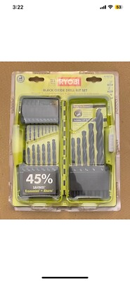 RYOBI 21 PIECE BLACK OXIDE DRILL BIT SET W/ COMPACT SEE THRU CASE RYOBI