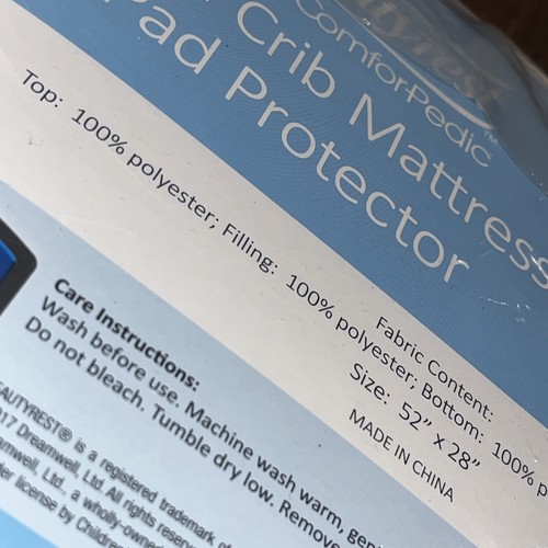 Simmons Beautyrest Fitted Crib Toddler Mattress Pad Protector 52x38“ Waterproof - Picture 6 of 6