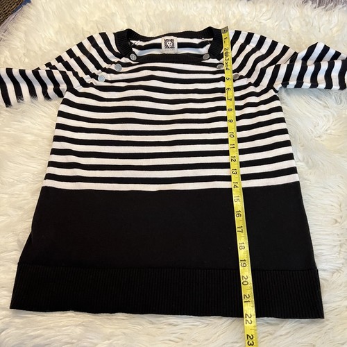 Anne Klein gestreifter Color Block Pullover Oberteil Damen Größe Small Druckknopfdetail weich - Bild 7 von 10