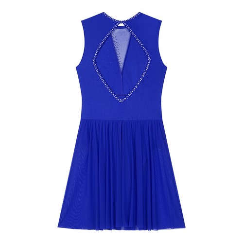 Women's~Cutout Back Figure Skating Dance Dress Sparkly Ballet Dancewear+Gloves - Picture 27 of 59