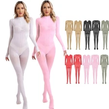 Women's Nylon Silky Bodystocking Stretchy Tights Bodysuits Jumpsuit Shapewear
