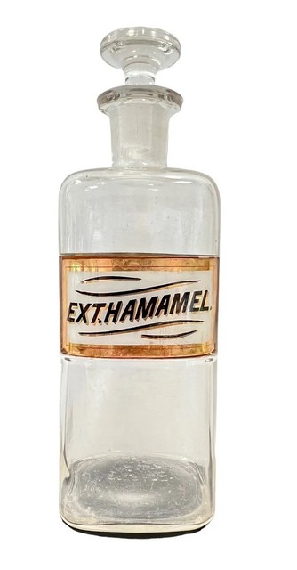 Antique Apothecary Pharmacy Label Under Glass Bottle Clear Stopper W. T 1889 Antique Apothecary Pharmacy Label Under Glass Bottle Clear Stopper W. T 1889