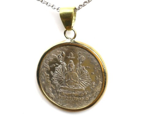 Tibet Silber antiker buddhistischer Herz Sutra Münze Anhänger 25 Gramm Münze Durchmesser 40mm - Bild 4 von 8
