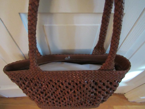 Borsa Roberto Pancani in pelle intrecciata Nodo - Cognac - Nuova con etichetta - Italia - $430 - Foto 7 di 9