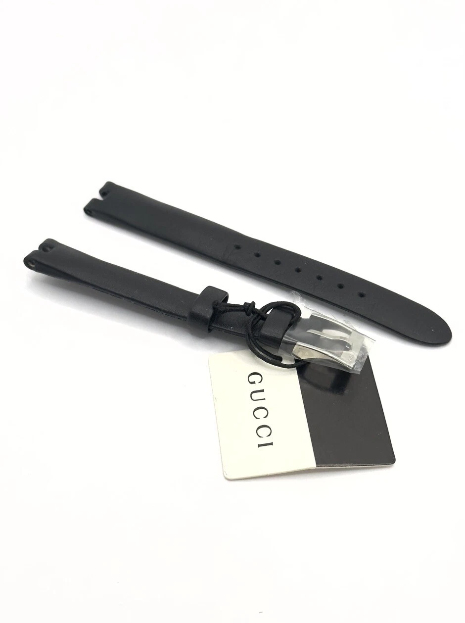 Bracelet en cuir noir véritable Gucci 12 mm pour montre femme YA141506 Diamantissima