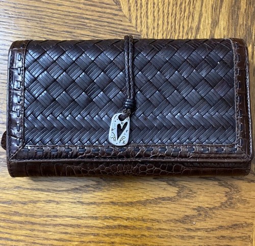 BRIGHTON Organizer Crossbody Purse Wallet Small Brown Leather - Picture 4 of 12