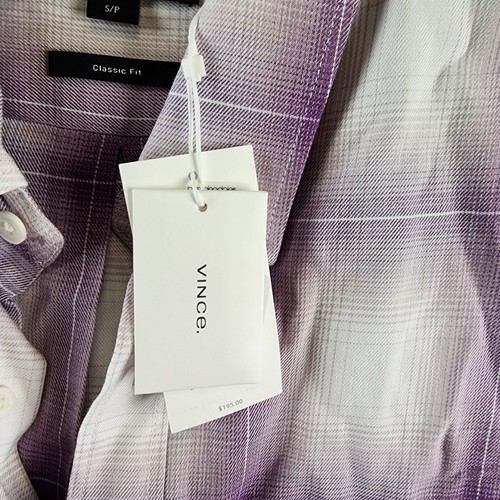 Vince Mirage Classic Fit Plaid Long-Sleeve Button Up Shirt Men's S Purple/White - Bild 7 von 13