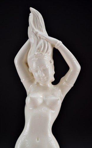 Vintage 17" Keramik Biskuit Feuertänzerin Frau Buddha Göttin Statue-MMM - Bild 2 von 11