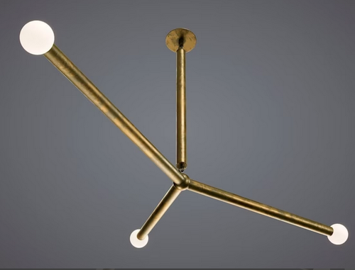 3 Light Mini Modern Brushed Brass Sputnik chandelier light Fixture Ceiling Light - Bild 1 von 4