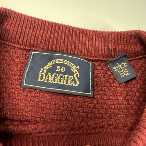 Vtg 1990s The Original B D Baggies Red Sweater L Made In USA - Picture 3 of 5