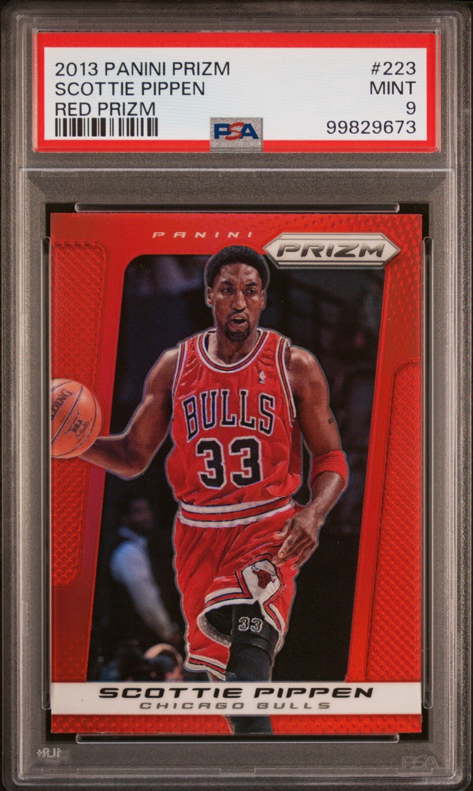 2013 Panini Prizm Red Prizm #223 SCOTTIE PIPPEN PSA 9 Color Match Bulls Pop 2!