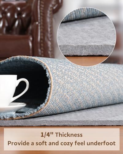 Double Sided Non Slip Rug Pad Gripper 5X7-1/4” Reversible Felt Area Rug Padding, - Picture 4 of 6