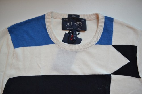 NWT Armani Jeans Flag AJ LOGO Slim Fit Lightweight Crew-Neck Sweater - Picture 8 of 11