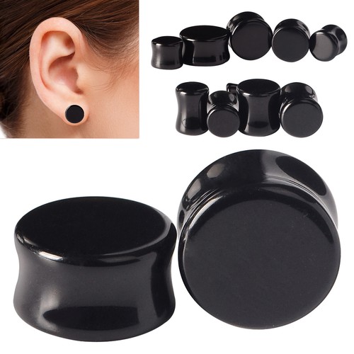 2pcs Organic Stone Ear Plugs Flesh Tunnels Double Flared Ear Gauge Body Piercing - Picture 24 of 24