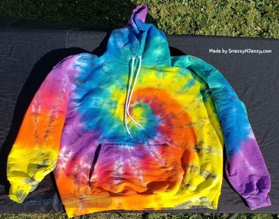 blue and yellow tie dye hoodie