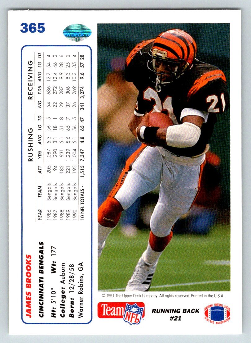 1991 Upper Deck James Brooks 365 Cincinnati Bengals 104284 eBay