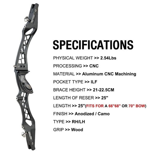 Archery 25" ILF Recurve Bow Riser Handle Takedown Bow Grip Aluminum Competition - Picture 7 of 33