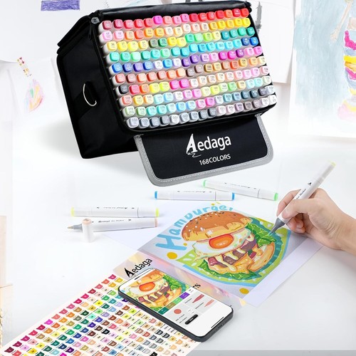 Quick-Drying Chisel & Fine Tip Alcohol Markers - 168 Colors with Kickstand Bag - Picture 7 of 8
