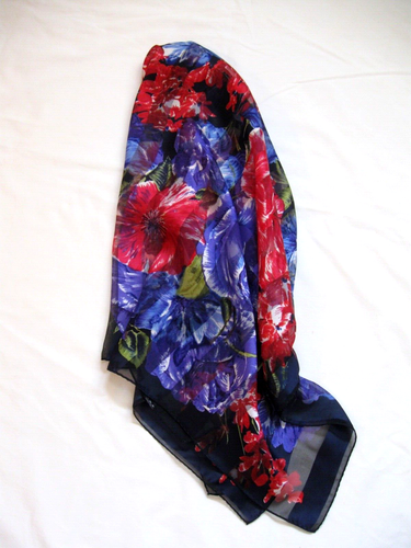 WOMAN'S ELAINE GOLD SQUARE SCARF - VIBRANT COLORS SHEER & OPAQUE - Picture 3 of 6
