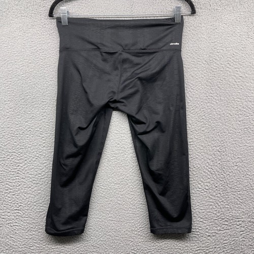 Adidas Womens Capri Legging Black Elastic Waist Mid Rise Logo Climalite Size M - Picture 10 of 11