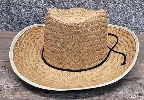 Hi Crown Western Straw Summer Hat With Shoelace Band One Size Light Brown - Afbeelding 1 van 12