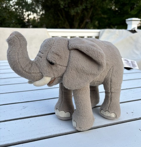 National Geographic Kids Plush Gray Standing Elephant Trunk Up Stuffed Animal 