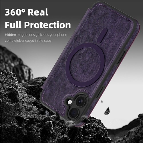 For iPhone 16 16e 15 14 13 Pro Max Wallet Case Magsafe Leather Shockproof Cover - Picture 35 of 61
