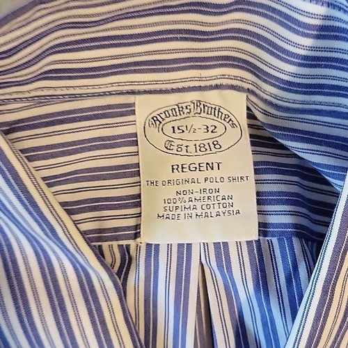 Brook Brothers blau & weiß gestreiftes Buttondown Herrenhemd Größe 15 1/2-32 - Bild 4 von 16