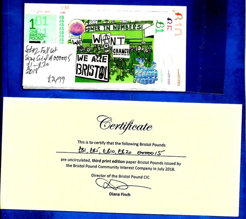 Bristol Pound - Special Edition Full Set £1-£20 Third Issue Low/Same Serial UNC - Picture 4 of 9