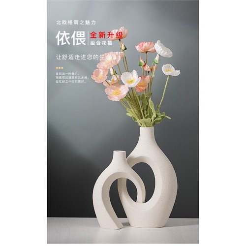 For White Ceramic Vase Snuggle Combination Set Tabletop Ornament Home Decor - Bild 9 von 23