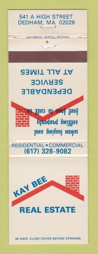 Matchbook Cover - Kay Bee Real Estate Dedham MA - 第 1/1 張圖片