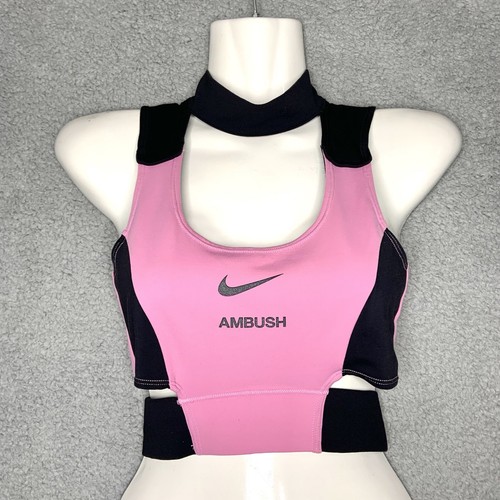 Nike Ambush Cropped Top Damen XS Pink Schwarz Sport BH Sport Training Gym