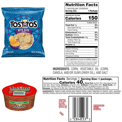 Tostitos Bitesize Rounds Chips and Salsa Dip Cups Variety Pack, (Pack of 24) - Picture 5 of 12