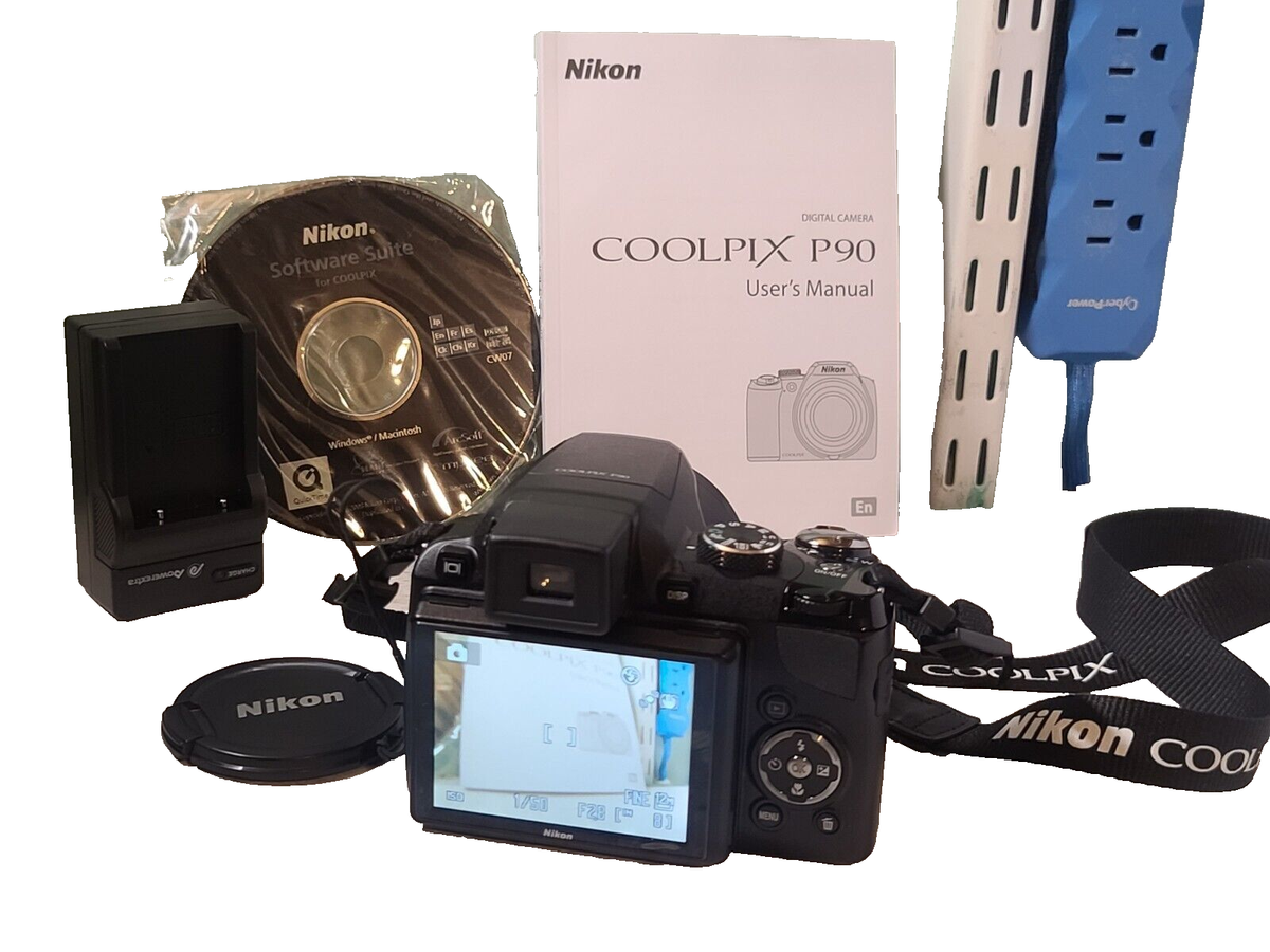 Nikon COOLPIX P90 12.1MP Digital Camera - Black Wide 24X Zoom ISO