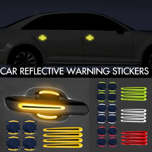 8 Pieces Car Door Handle Stickers Reflective Anti-Scratch Protection Universal* - Afbeelding 1 van 22