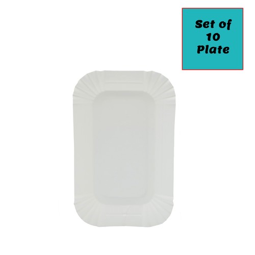 4"x6" Rectangular Off White Party BBQ Disposable Paper Plate for Dinner - Picture 4 of 6