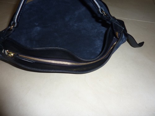 BOLSO DE HOMBRO VAGABUNDO DE CUERO PIANIGIANI NUBUCK DE COLECCIÓN AZUL MARINO ITALIA - Imagen 10 de 14