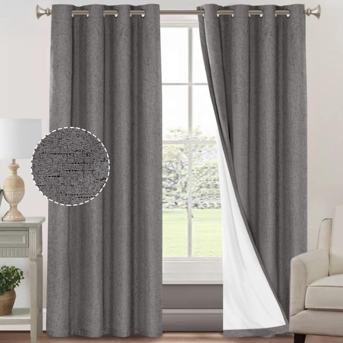 Primitive Textured Linen 100% Blackout Curtains for Bedroom/Living Room Energy S - Picture 9 of 10